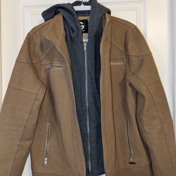 G by GUESS Men's/Women's Brown Full-Zip Hoodie Jacket - Picture 2 of 3